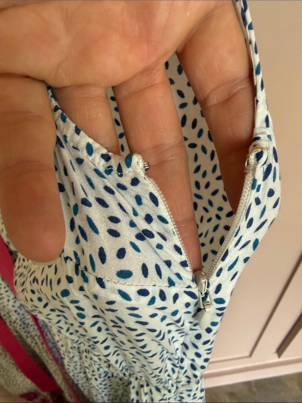 Boden Women’s White and Pink Floral Border Summer Dress (6) - Picture 3 of 8